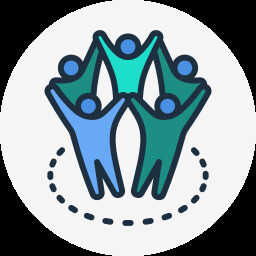 Automated Community Matching assistance is depicted in this image, a Life Backup Plan feature enabling users to offer or request assistive devices, personal assistance, or medical assistance, and be matched with a local provider through the app