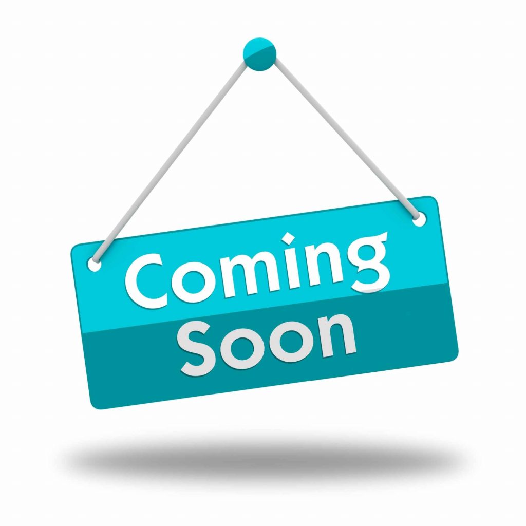 Coming Soon sign in two tone teal to indicate that the page is under development and will soon be appearing