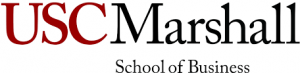 University of Southern California (USC) Marshall School of Business logo in Scarlett and dark grey lettering