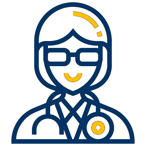 Navy and Gold Female physician and healthcare provider icon