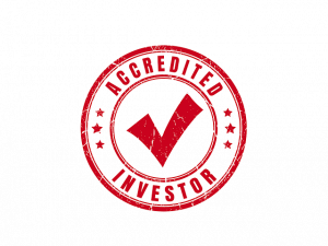Accredited Investor symbol in red with a check mark
